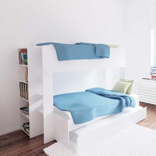 Double single bunk bed 2024 with trundle